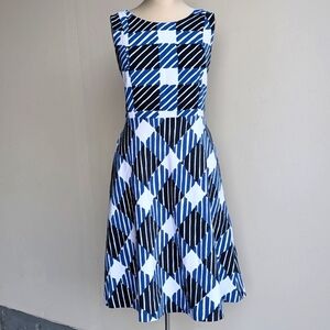 Talbots Checkered Geometric A-line Sleeveless Dress
